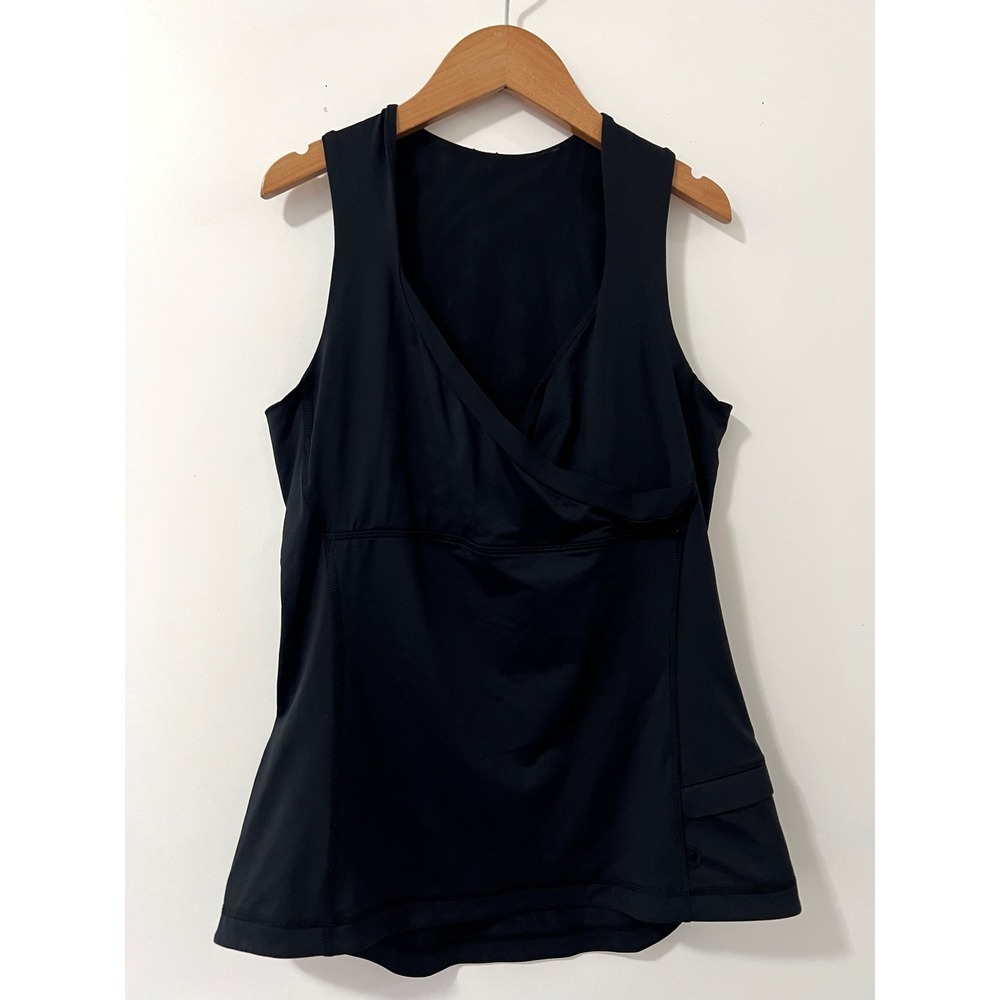 Lululemon Black Sleeveless Wrap Front Tank Top Womens Size 8 Athleisure Workout